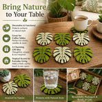 6 Pcs Bamboo Coaster Set, Natural Wood Grain Coasters, Heat-Resistant Non-Slip Pads, Best Choice For Christmas,11*9.5*0.5 cm