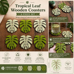 6 Pcs Bamboo Coaster Set, Natural Wood Grain Coasters, Heat-Resistant Non-Slip Pads, Best Choice For Christmas,11*9.5*0.5 cm
