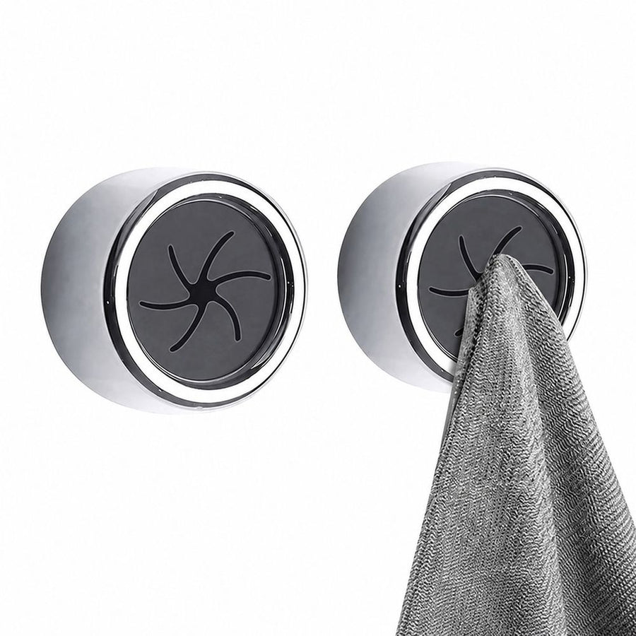 2 Pcs Kitchen Towel Holder, Self Adhesive Wall Towel Hook, Round Wall Mount Towel Holder For Bathroom, Kitchen,4.2*4.2*2.2cm,silvery