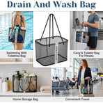 Foldable Mesh Shower Caddy Portable Bathroom Organizer Toiletry Bag For Shampoo,And Cosmetics Bathroom Accessories,26*16*25cm,Black
