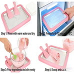 1 Set Ice Cream Maker Kit,Includes Freezing Tray And 2 Scrapers, DIY Ice Cream Tray, Stainless Steel Frozen Dessert Maker,22*17.5*4.2cm,Pink