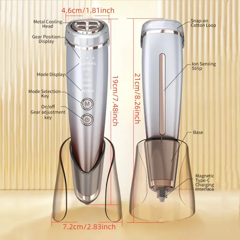 ✨ 6-in-1 Hot & Cold Facial Massager | Thermal/Cooling Therapy + Red & Blue Light + 3 Intensity Levels | Magnetic Charging, Full Face, Eye & Neck Care for Radiant V-Lift!/Gradient color