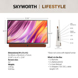 SKYWORTH 24-Inch 12V Portable TV,3-Hour Battery,1080P FHD,Wide Viewing Angle,Smart Google TV, HDR10, Dolby Audio, LED, Bluetooth, Chromecast and Google Assistant - Side View