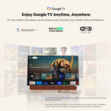 SKYWORTH 24-Inch 12V Portable TV,3-Hour Battery,1080P FHD,Wide Viewing Angle,Smart Google TV, HDR10, Dolby Audio, LED, Bluetooth, Chromecast and Google Assistant - Low Angle