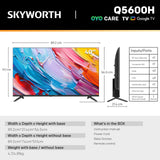 SKYWORTH Q5600H 40''-QLED+ Smart Google TV, FHD, HDR10 HLG, Find-My Remote, Dolby Audio, Screen Casting, Bezel Less Design, Voice Control - Front View