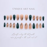 Reusable almond-shaped press-on nails for DIY manicures and daily wear (Deep Forest Green) - Front View