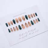 Reusable almond-shaped press-on nails for DIY manicures and daily wear (Deep Forest Green) - Side View