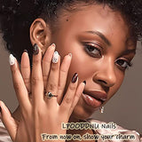 Reusable almond-shaped press-on nails for DIY manicures and daily wear (Deep Forest Green) - Rear View