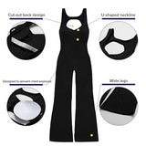 Women's Backless Flared Jumpsuit for Yoga, Gym, Parties & Daily Wear, M (Black)