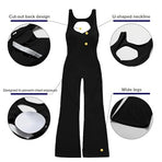 Women's Backless Flared Jumpsuit for Yoga, Gym, Parties & Daily Wear, XL (Black)