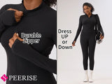 Long-sleeve Zip-up Bodysuit for Yoga, Workout, and Everyday Versatile Wear, M (Black)