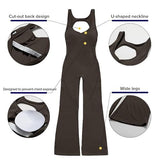 Sleeveless Open Back Flared Jumpsuit for Workout, Yoga, Casual Everyday & Occasions, S (dark brown) - Front View