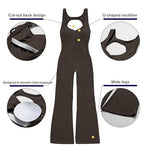 Sleeveless Open Back Flared Jumpsuit for Workout, Yoga, Casual Everyday & Occasions, M (dark brown)