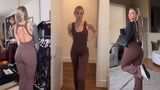 Sleeveless Open Back Flared Jumpsuit for Workout, Yoga, Casual Everyday & Occasions, L (dark brown) - Close-Up Angle