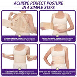 Posture Corrector Brace For Daily Use, Work, And Sports To Improve Slouching, L (Beige) - Rear View