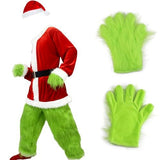 Adult Green Monster Christmas Santa Costume Set for Holiday Parties, Cosplay & Themed Events, XXL (Green) - Front View