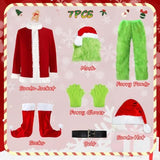 Adult Green Monster Christmas Santa Costume Set for Holiday Parties, Cosplay & Themed Events, XXXL (Green) - Rear View