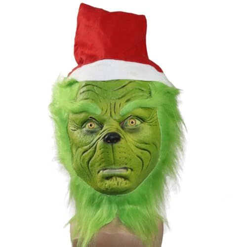 Festive Full-Head Costume Mask for Christmas Parties, Cosplay & Holiday Events (Green)