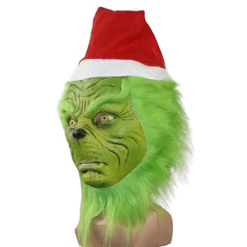 Festive Full-Head Costume Mask for Christmas Parties, Cosplay & Holiday Events (Green)