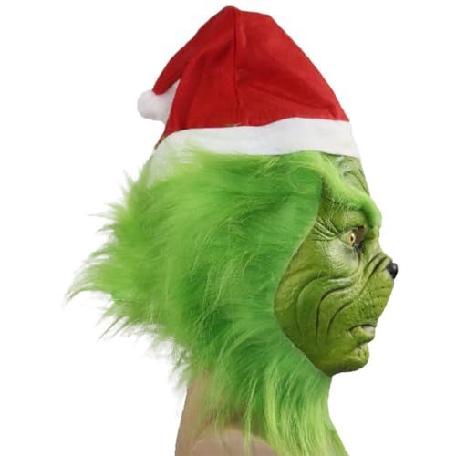 Festive Full-Head Costume Mask for Christmas Parties, Cosplay & Holiday Events (Green)