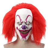 Spooky Evil Clown Mask for Halloween, Costume Parties, Cosplay and Festive Events (White) - Front View
