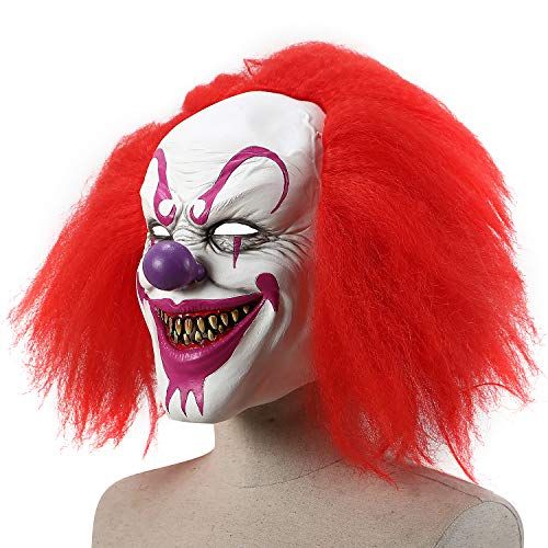 Spooky Evil Clown Mask for Halloween, Costume Parties, Cosplay and Festive Events (White)
