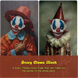 Scary Clown Mask for Halloween Costume Parties, Haunted Houses & Spooky Cosplay Events (White) - Rear View