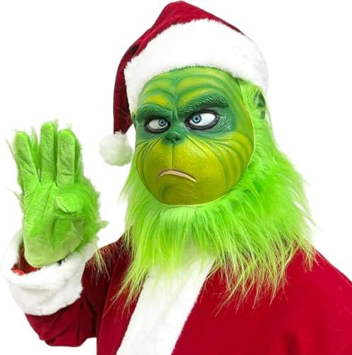 Christmas Full Head Overhead Mask Perfect For Holiday Parties, Cosplays, and Festive Events (Green)