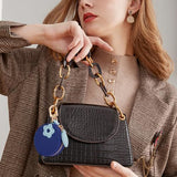 Mini Fruit Coin Purse Keychain, Stylish Bag Charm for Daily Outings & Travel (Dark Blue) - 45-Degree Angle