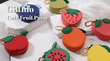 Mini Fruit Coin Purse Keychain, Stylish Bag Charm for Daily Outings & Travel (Dark Blue) - Close-Up Angle