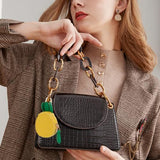Cute Fruit Zipper Pouch Keychain Charm for Backpacks, Purses, and Daily Carry (Yellow) - Rear View