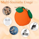 Mini Fruit Keychain Pouch Perfect for Backpacks, Purses, and Daily Carry Essentials (Orange) - Side View