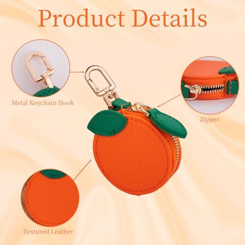 Mini Fruit Keychain Pouch Perfect for Backpacks, Purses, and Daily Carry Essentials (Orange)