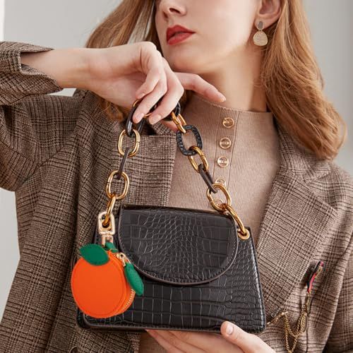 Mini Fruit Keychain Pouch Perfect for Backpacks, Purses, and Daily Carry Essentials (Orange)