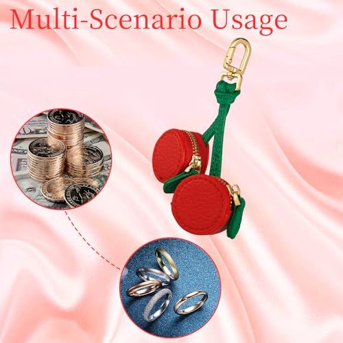 Cute Cherry-Shaped Mini Pouch Bag Charm for Backpacks, Handbags and Luggage (Red)