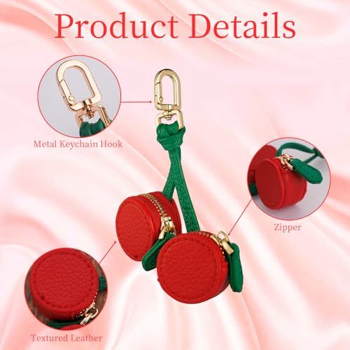 Cute Cherry-Shaped Mini Pouch Bag Charm for Backpacks, Handbags and Luggage (Red)