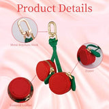 Cute Cherry-Shaped Mini Pouch Bag Charm for Backpacks, Handbags and Luggage (Red) - Top-Down View