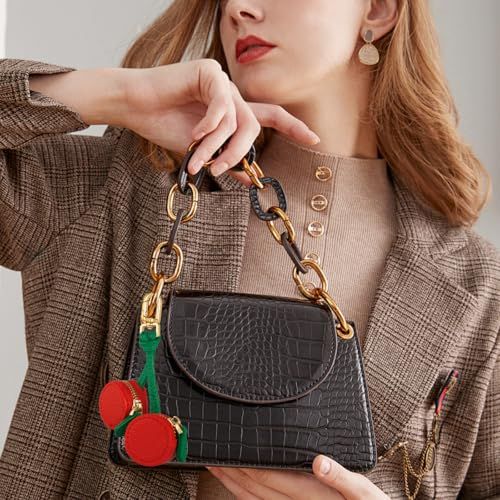 Cute Cherry-Shaped Mini Pouch Bag Charm for Backpacks, Handbags and Luggage (Red)