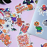 Halloween Themed Stickers for Party Decor, Laptop, Water Bottles, and Kids' Craft Activities (orange) - Top-Down View
