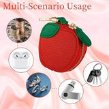 Cute Fruit Shaped Coin Purse Keychain for Backpacks, Handbags and Everyday Carrying (red) - Side View