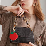 Cute Fruit Shaped Coin Purse Keychain for Backpacks, Handbags and Everyday Carrying (red) - 45-Degree Angle