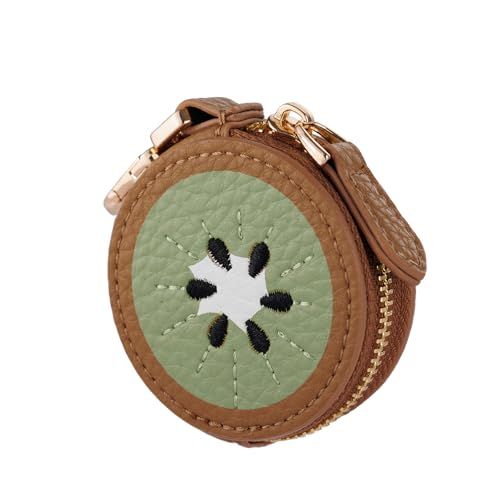 Kiwi Shaped Mini Coin Pouch Keychain, Perfect for Backpacks, Handbags and Daily Carry (Brown)