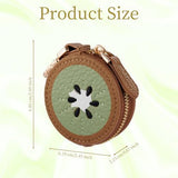 Kiwi Shaped Mini Coin Pouch Keychain, Perfect for Backpacks, Handbags and Daily Carry (Brown) - Front View