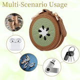 Kiwi Shaped Mini Coin Pouch Keychain, Perfect for Backpacks, Handbags and Daily Carry (Brown)