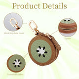 Kiwi Shaped Mini Coin Pouch Keychain, Perfect for Backpacks, Handbags and Daily Carry (Brown) - Top-Down View