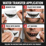 10 Horror Mouth Temporary Tattoos for Halloween Costumes, Cosplay, Spooky Makeup (Red) - Close-Up Angle