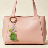 Sparkly Ghost Keychain for Backpacks, Keys, Bags & Halloween Themed Accessories (bright green) - Side View