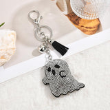 Sparkly Ghost Keychain for Keys, Bags, Car Decor, Halloween & Daily Use (Silver) - Front View