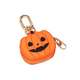 Cute Halloween Pumpkin & Spider Web Keychain Pouches For Bags & Backpacks (Orange)