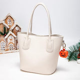 Cute Halloween Pumpkin & Spider Web Keychain Pouches For Bags & Backpacks (Orange) - Rear View